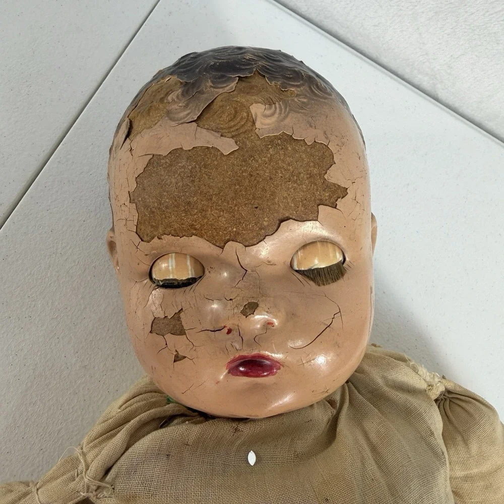Antique 1920s Haunted Composition Baby Doll Sleepy Eyes Creepy Paranormal Vessel